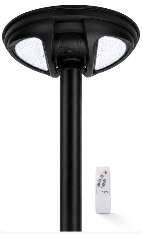 CATA CT-4652 Damla 1600W 6400K Beyaz Işık IP65 Uzaktan Kumandalı Güneş Enerjili (Solar) LED Sokak Armatürü