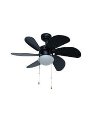 Kendal Vanti KCF279 60W E27 6 Kanatlı Avizeli Siyah Ahşap Tavan Vantilatörü