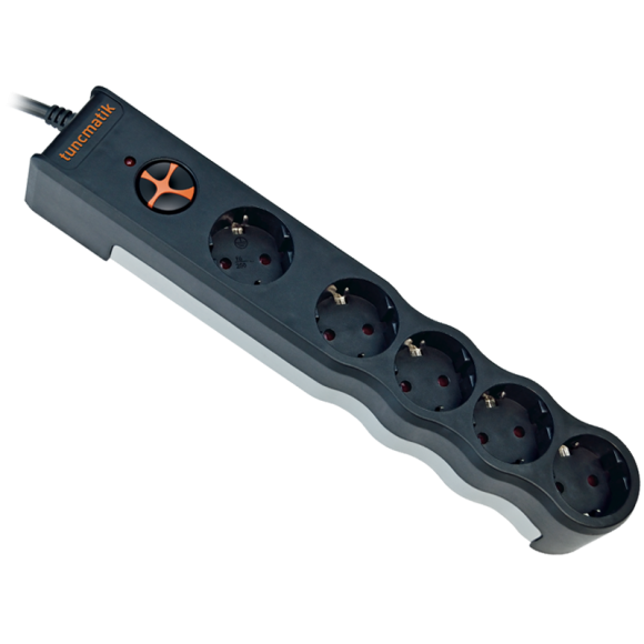 Tunçmatik Powersurge 5'li Akım Korumalı Priz Siyah 1.5 Metre Kablolu