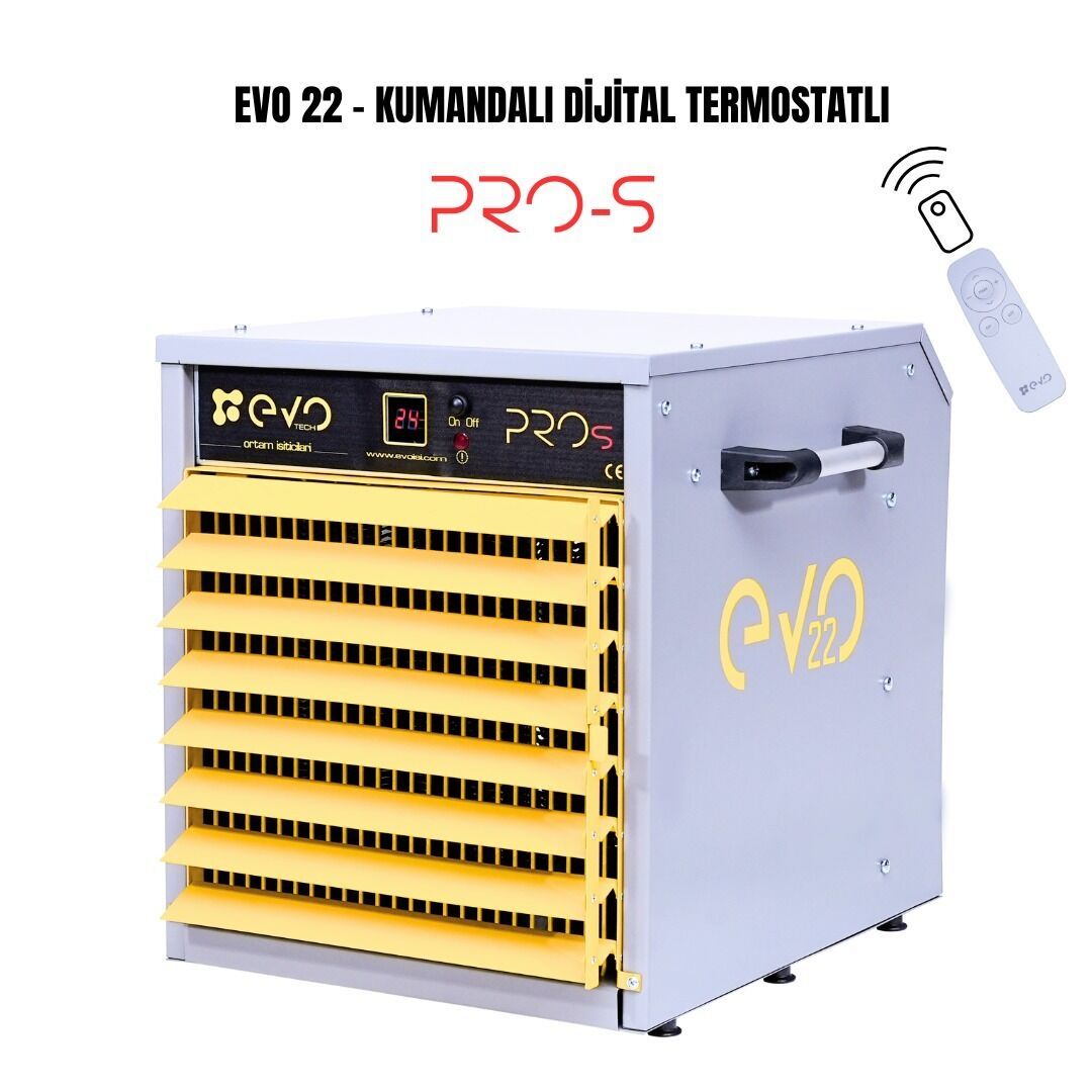 EvoTech EVO22 PROs 22 kW Dijital ve Kumandalı Endüstriyel Elektrikli Fanlı Isıtıcı
