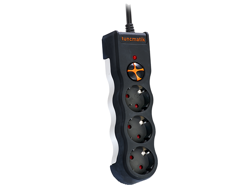 Tunçmatik Powersurge 3'lü Akım Korumalı Priz Kablolu Siyah