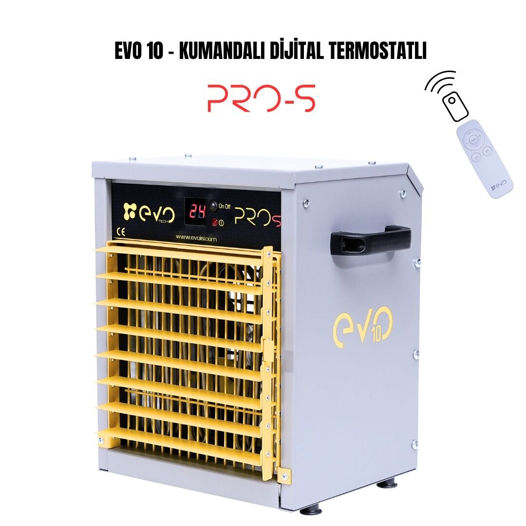 EvoTech EVO10 PROs 10 kW Dijital ve Kumandalı Endüstriyel Elektrikli Fanlı Isıtıcı