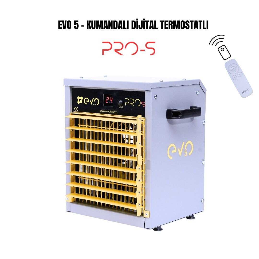 EvoTech EVO5 PROs 5 kW Dijital ve Kumandalı Endüstriyel Elektrikli Fanlı Isıtıcı