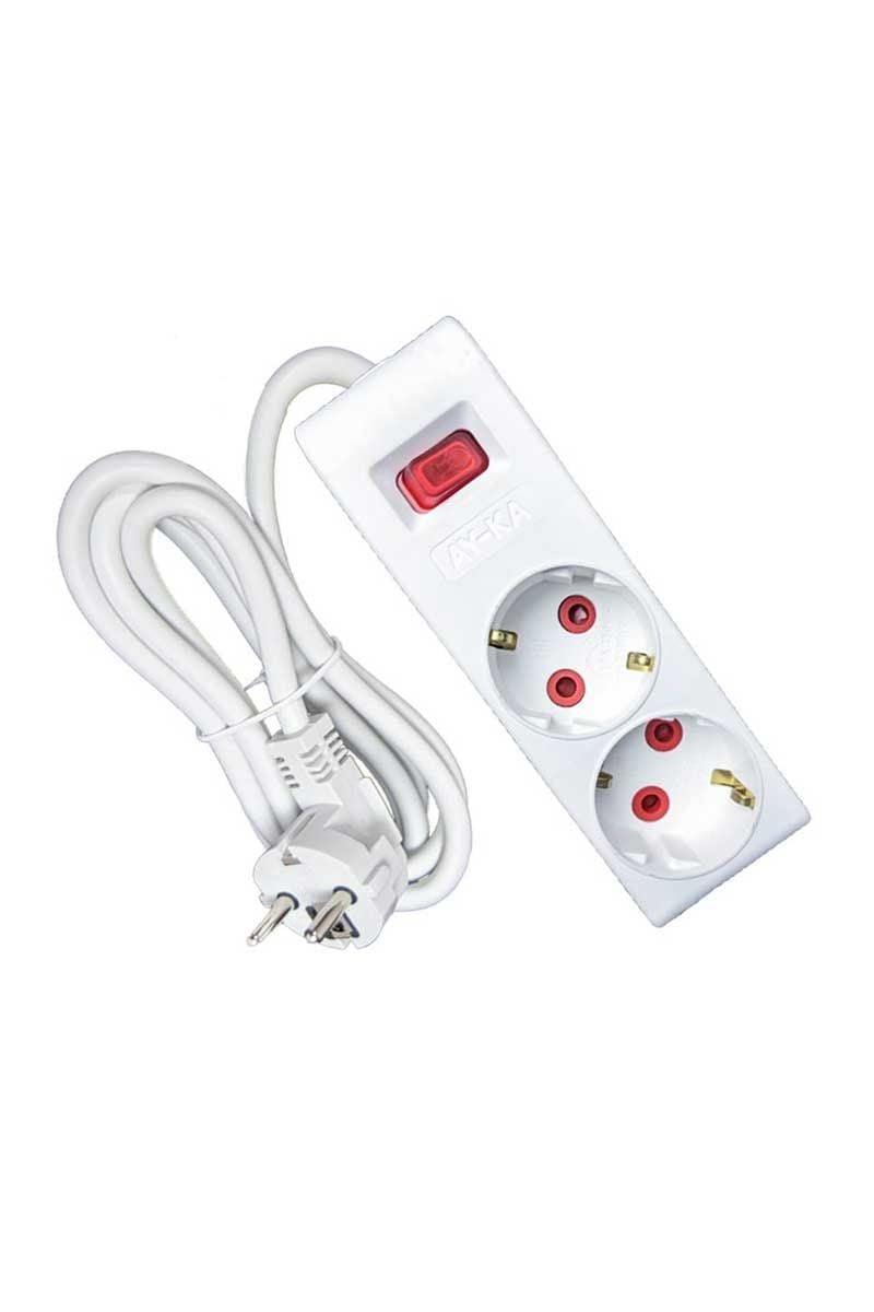 Ayka 2li topraklı Grup Priz Çocuk Korumalı 3 Metre Kablolu