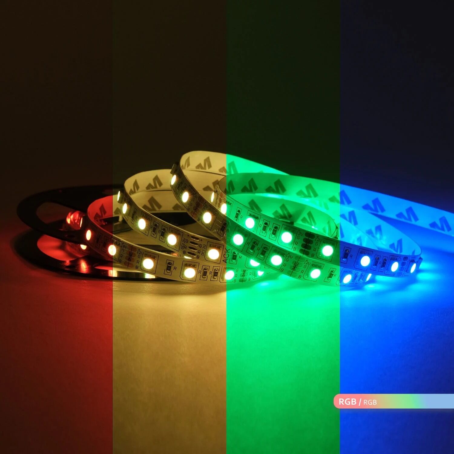 ACK AS01-00309 12V RGB Şerit LED 5 Metre Üç Çipli Silikonsuz İç Mekan LED Aydınlatma