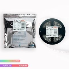 ACK AS01-00309 12V RGB Şerit LED 5 Metre Üç Çipli Silikonsuz İç Mekan LED Aydınlatma