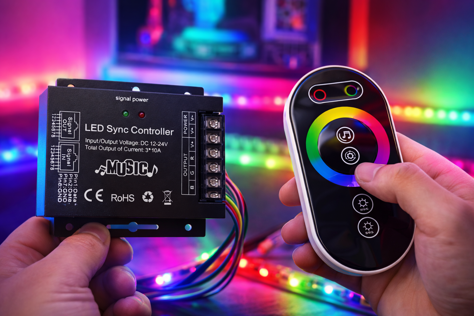 Müzik Senkronlu RGB LED Kontrol Cihazı 12–24V RF Kumandalı