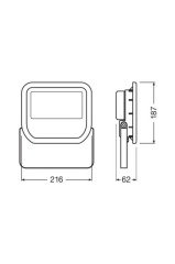 Ledvance 50W 3000K 5000lm Led Projektör Siyah Kasa IP65 4058075001107