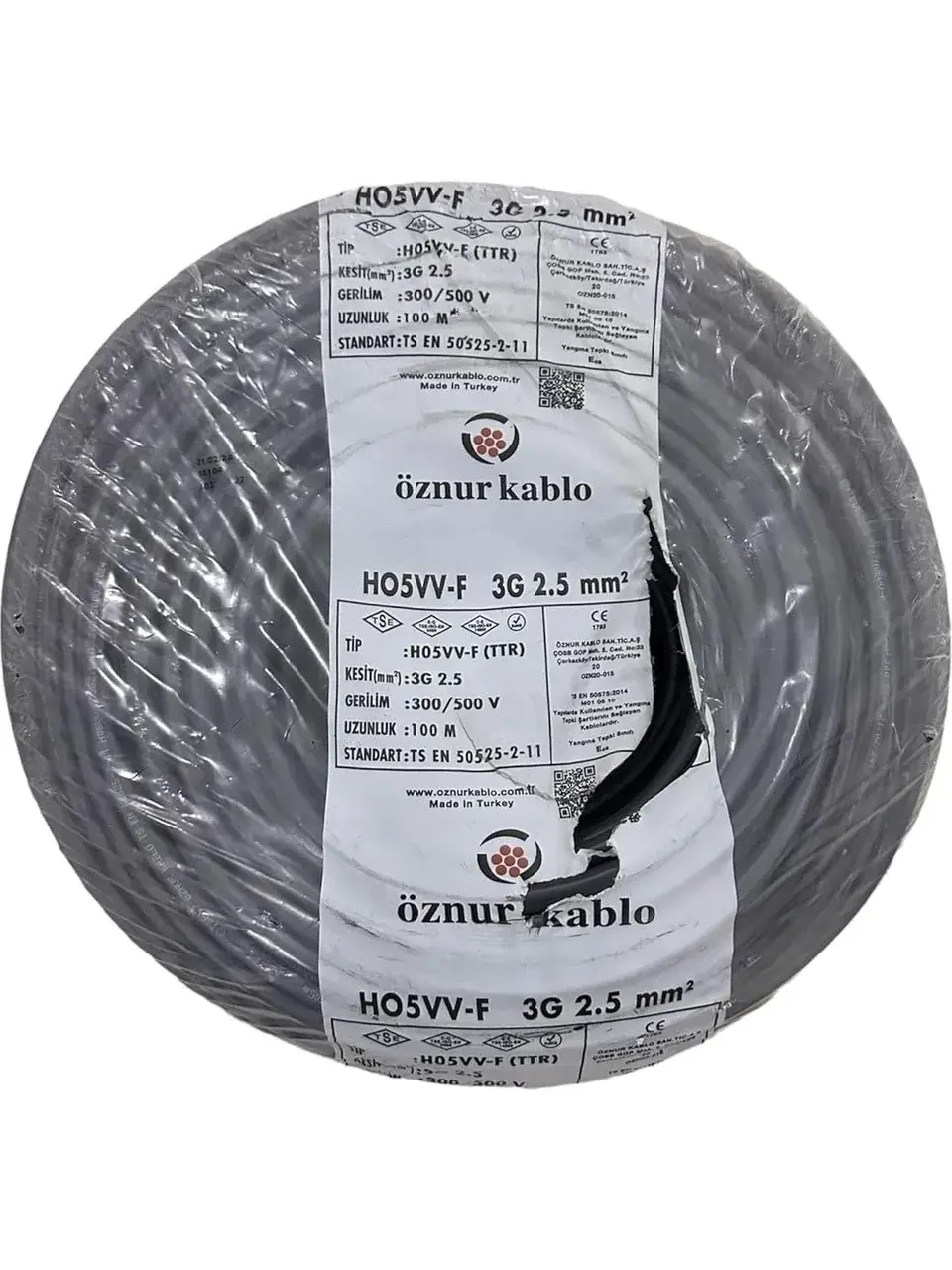 Öznur TTR 3x2,5mm2 Kablo Siyah H05VV-F