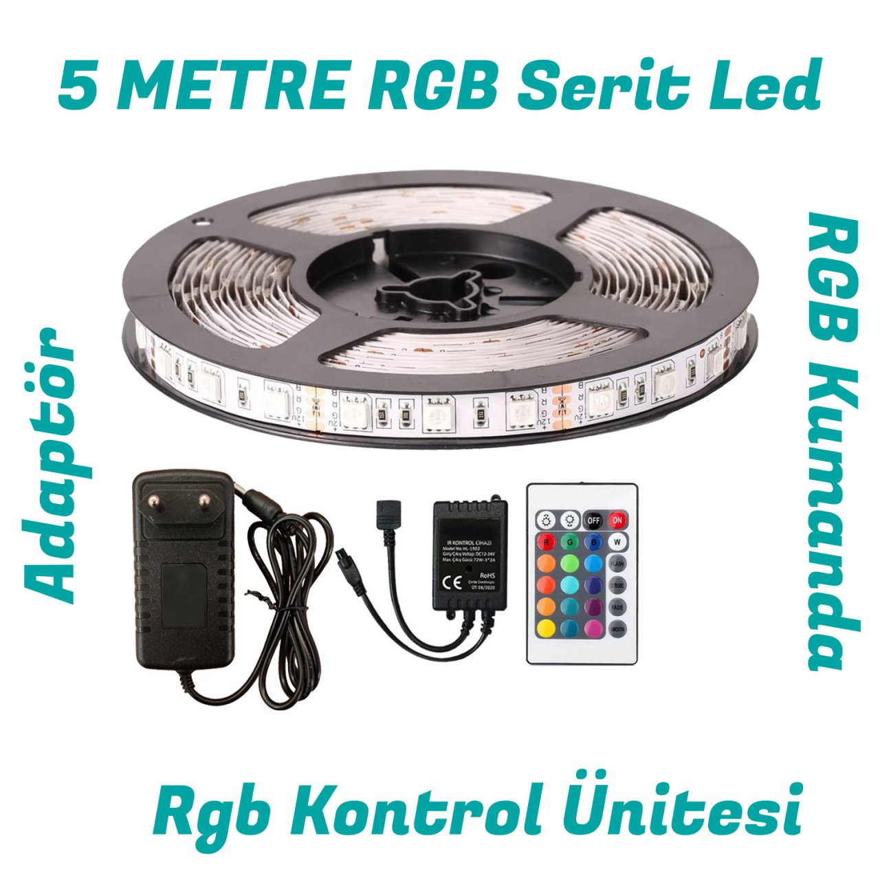 RGB 5 Metre Kumandalı Şerit Led Seti