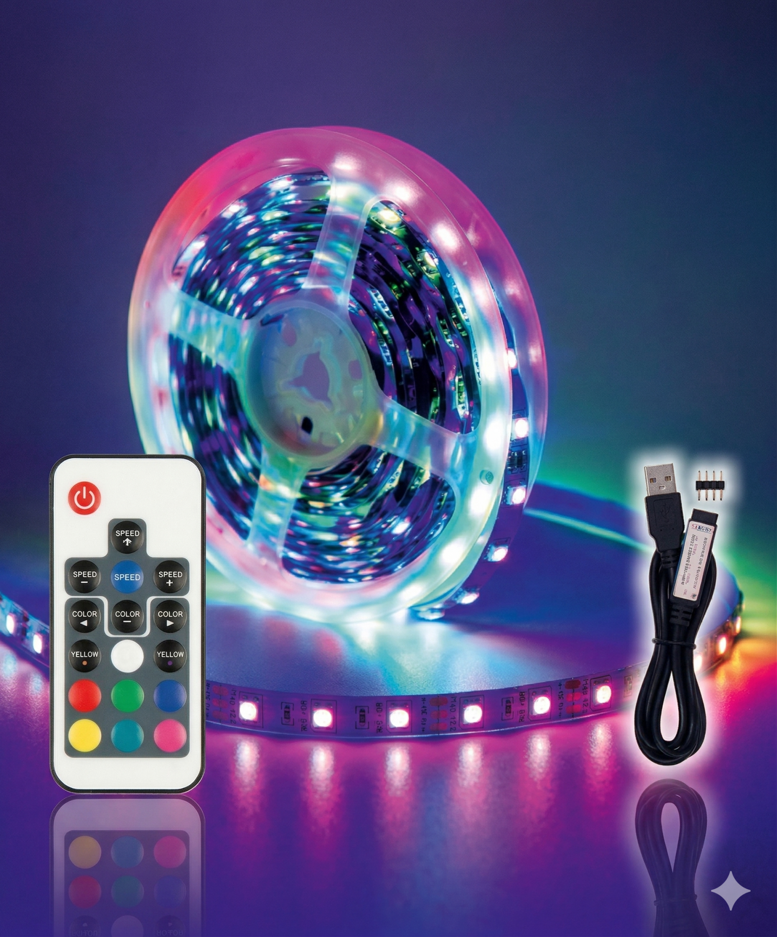 HS-3266 5050 RGB Şerit LED Set 3 Metre USB 5V TV Renk Kontrollü