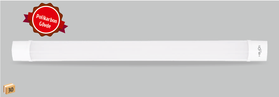 Helios HS-2815 36W LED Bant Armatür 120 cm 6500K Beyaz Işık PC Gövde