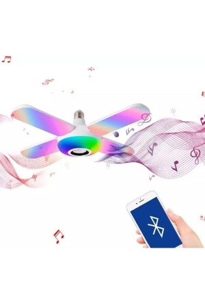 Helios HS-2092 36W RGB Bluetooth Hoparlörlü Uzaktan Kumandalı 4 Kollu Katlanabilir Pervane LED Ampul