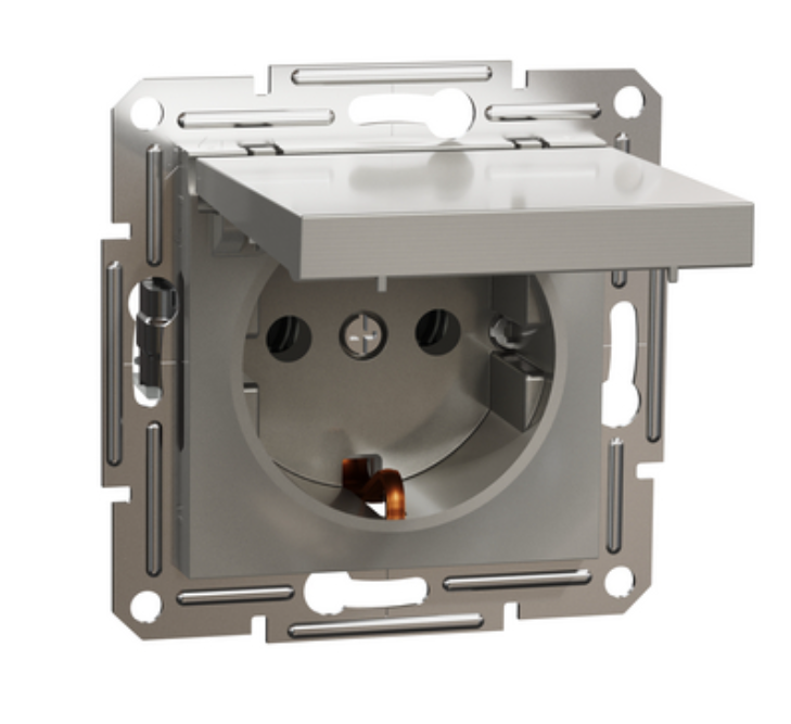 Schneider Asfora EPH3100169 Kapaklı Topraklı Priz 16A Bronz Sıva Altı