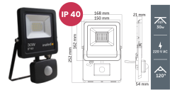 İnoled 30W 6500K IP65 Sensörlü Beyaz Led Projektör 5223-01