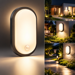 İnoled 5150-03 15W Sensörlü LED Duvar Aplik 4000K Doğal Beyaz PIR Hareket Sensörlü Oval Aydınlatma