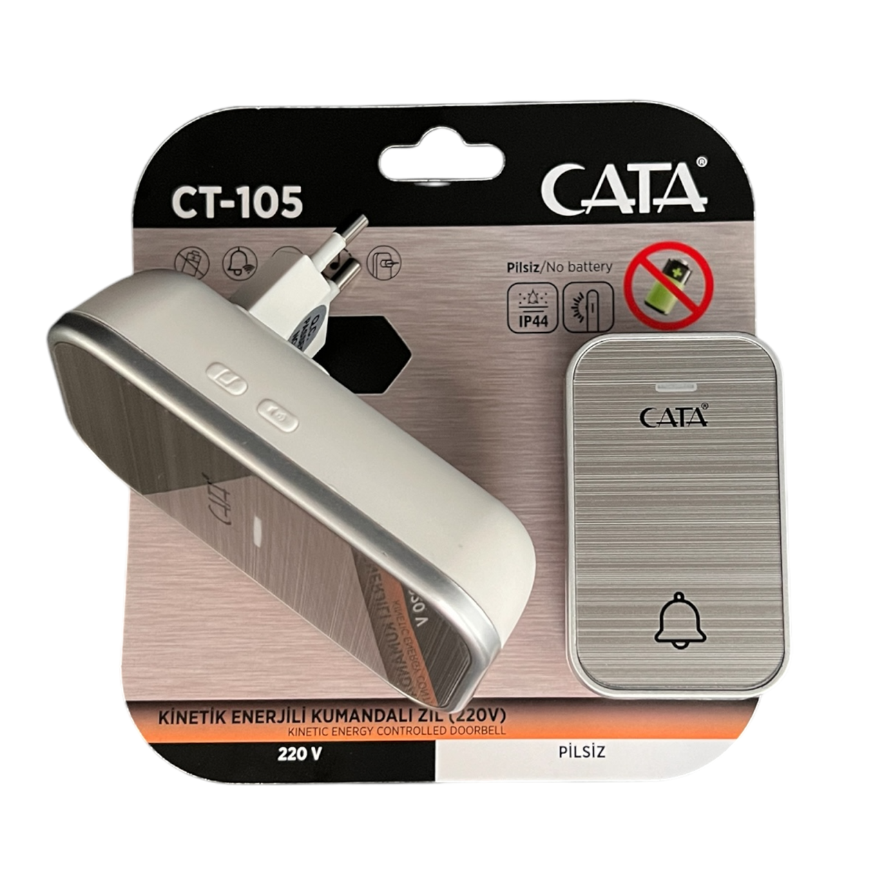 Cata CT-105 Kinetik Enerjili Kumanda Zil 220V