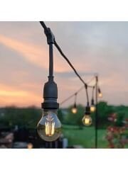 Helios HS-1234 10 Metre 20 Duy E27 IP65 Dış Mekan LED Aydınlatma Kablo Seti Bahçe Işıklandırma