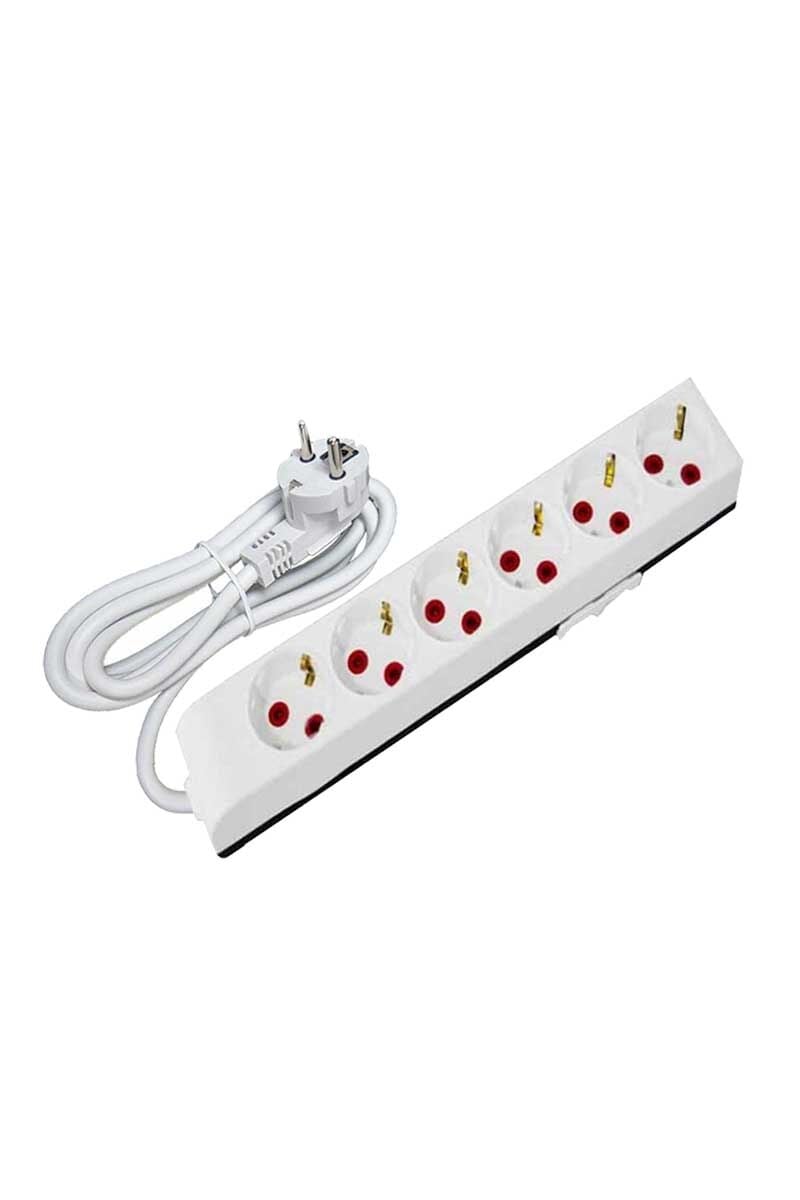 Ayka 22 0600 030 6 Lı Topraklı Grup Priz Çocuk Korumalı 3 Metre Kablolu